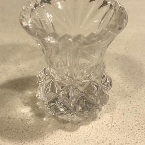 Vintage small cut glass crystal bud vase toothpick holder